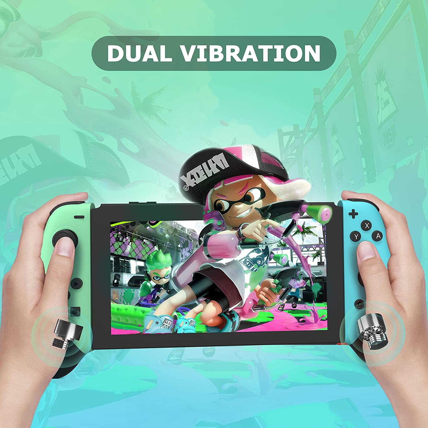 Taovaonl 500mAh Switch Controller Joy Cons-Blue and Green